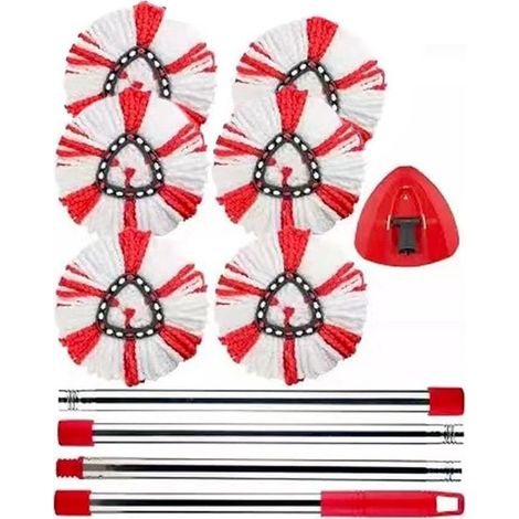 6 pièces Turbo Rotating Mop Parts Replacement Heads - Cleaning Mop Head for EasyWring&Clean (1/5)