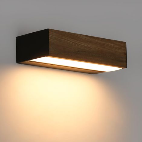 Applique murale intérieure éclairage LED moderne en bois naturel et métal noir, 7 W, diffuse et accueillante (1/5)