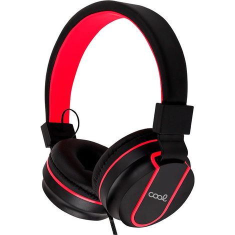 Auriculares Cascos Jack 3,5 mm COOL Toronto Con Micro Negro-Rojo