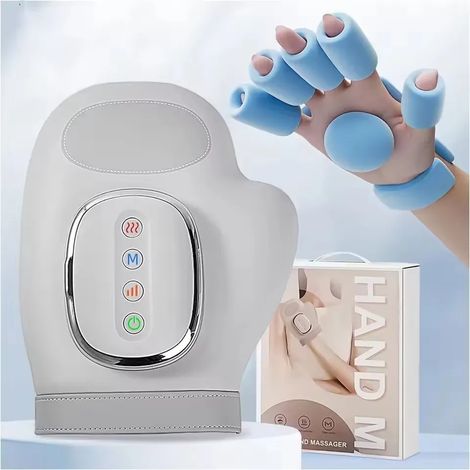 Gants vibrants (rechargeables) avec compression par coussin d'air pour le massage des doigts, des poignets et des paumes. (1/5)