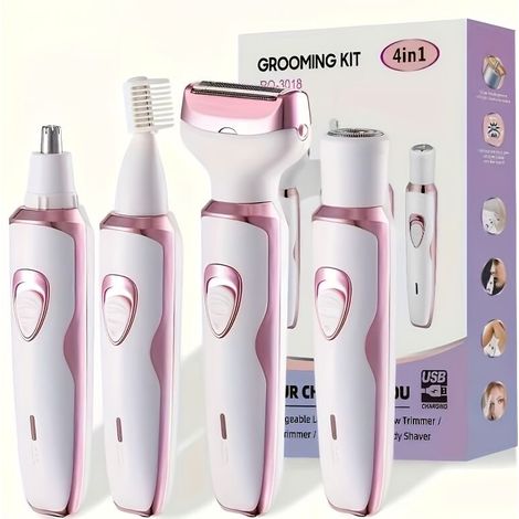 Rasoir électrique pour femme — Kit de rasage intégral rechargeable — Un épilateur électrique conçu exclusivement pour les femmes