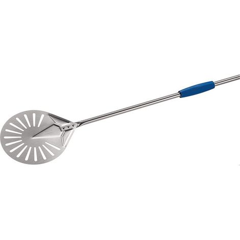PALETTINO PIZZA INOX DM.20 CM FORATO MANICO MT.1.8 GI METAL