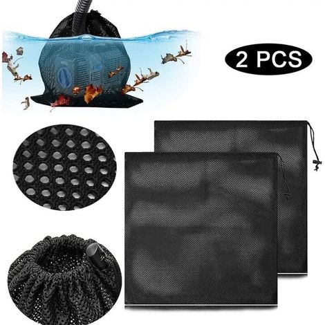 Sac en maille de pompe 2 pièces, sac filtrant de pompe en maille, sac de protection de pompe avec cordon de serrage pour filtre de piscine Bio (45X45 Cm) (1/3)