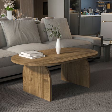 Mono Table Basse Ovale - 120 cm x 60 cm (Noyer)