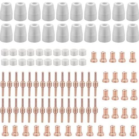Lot de 120 pièces consommables plasma – 30 électrodes et buses de coupe – Anneaux en céramique pour découpe précise – Compatible LGK40 CUT50 (1/5)