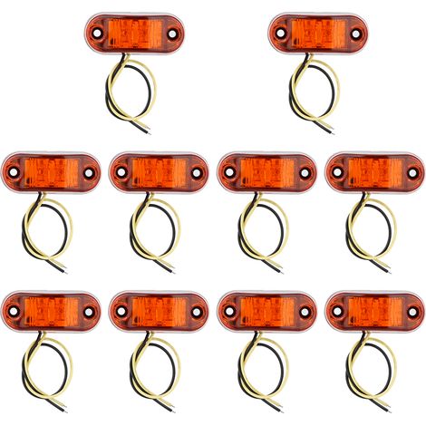 10 x Feux de gabarit latéraux 2 LED jaune 10-30V pour voiture camion remorque (1/5)