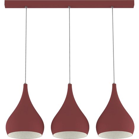 LUMICOM CALICE LINEARE Sospensione, 3x E27, max 42W, metallo, rosso cowhide/bianco, Ø 20cm (1/3)