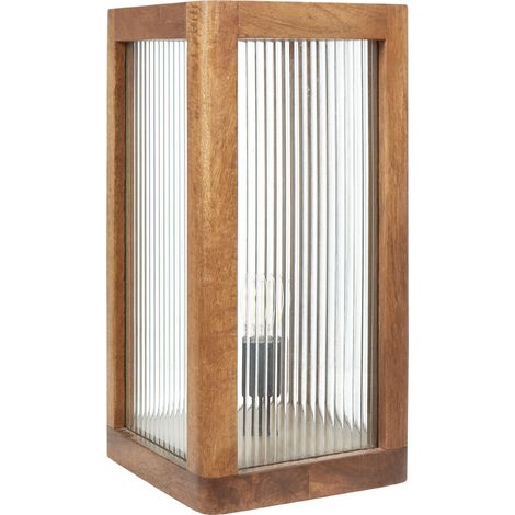 Lámpara de mesa de madera de mango clara 50 cm a mano vidrio industrial Kolidam (1/5)