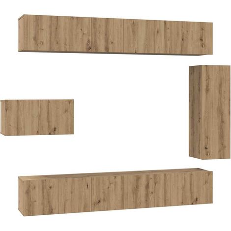 Ensemble meuble TV Banc TV Armoire TV 8 pcs Chêne artisanal Bois d'ingénierie (1/5)