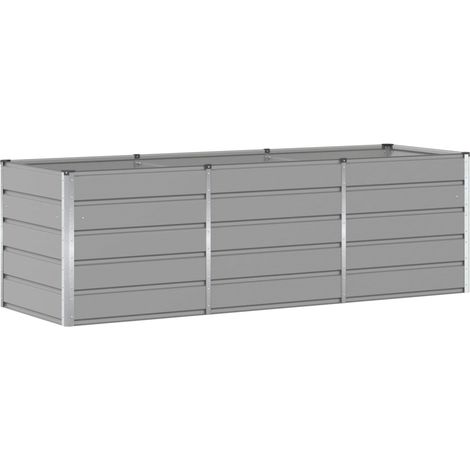Jardinera moderna de 240 x 80 x 75 cm de diseño industrial para uso interior/exterior en acero gris claro 020059190