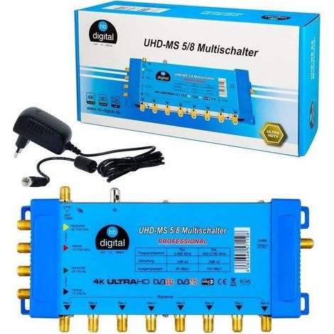 Commutateur Multiple Pmse 5-8 1x Sat jusqu'à 8 récepteurs - récepteur pour TV Full HDTV 3D 4K UHD avec Bloc d'alimentation 167 (1/4)