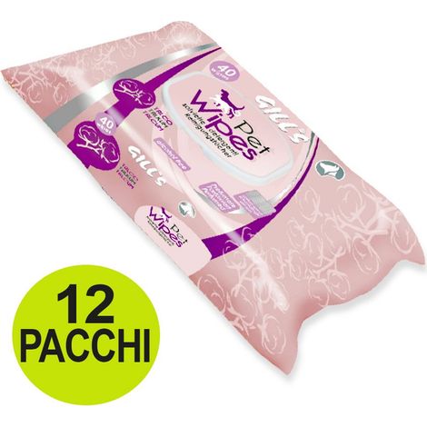 OFFRE 12 paquets de 40 lingettes humides au talc pour chiens et chats
