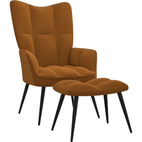 Chaise de relaxation avec repose-pied Fauteuil relax - Marron Velours BonneVie-35130 (1/5)