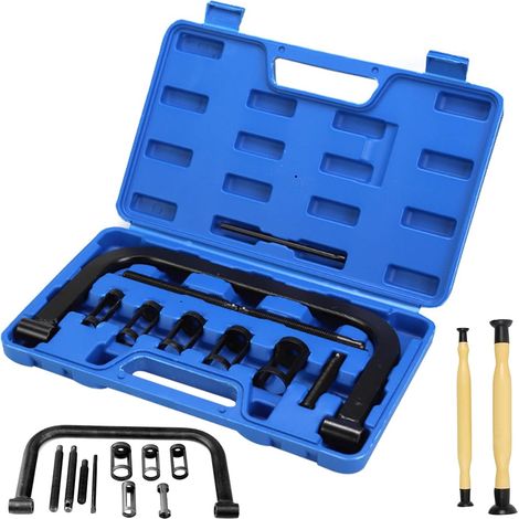 12 Pièces Compresseur de Ressort de Soupape Kit. Compresseur de Ressort avec Leve Soupape. Universel Portable Ensemble D'outils de Réparation Automobile. pour Voitures. Motos (1/5)