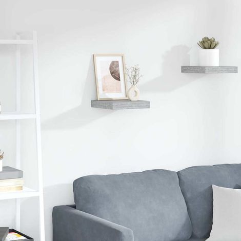 Étagère murale flottante Étagère de Rangement - Meuble de rangement Gris béton 23x23,5x3,8 cm MDF BV548755 - BonneVie (1/5)