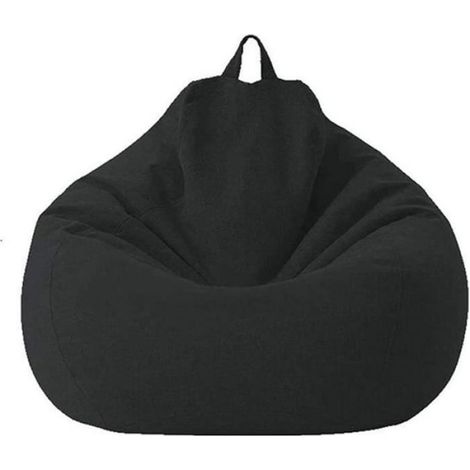 Housse de Pouf Poire - 80x90 cm - Noir - Intérieur et Extérieur - Sans Remplissage (1/4)