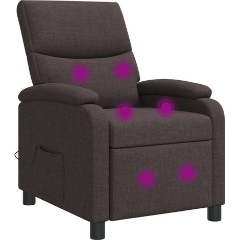 Massage Recliner Dark Brown Fabric vidaXL