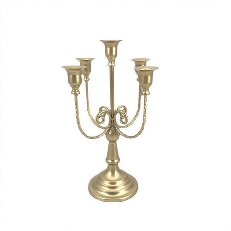Chandelier 5 Bras Bougeoir Vintage Doré, Candélabre Or Classique pour Déco Rétro, Support de Bougies Ancien (1/5)