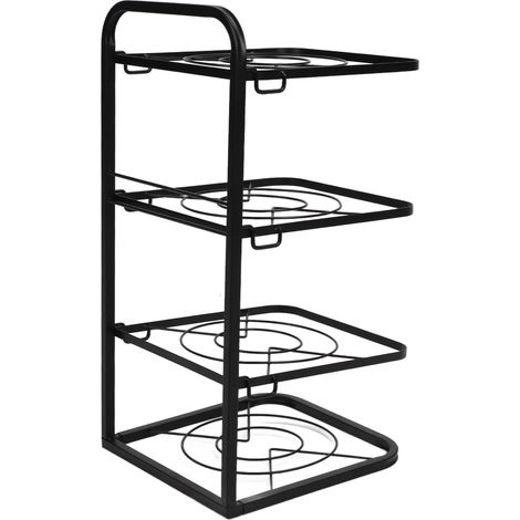 Organisateur de casseroles de cuisine à 4 niveaux, hauteur réglable, gain de place, à placer sous l'évier, dans un placard ou sur le plan de travail. (1/5)