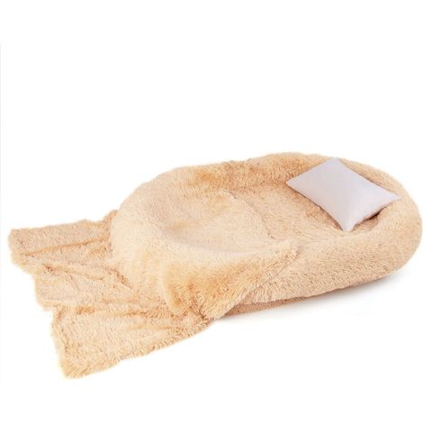 Soffice cuccia per cani e persone con coperta lavabile per cani 171 x 115 cm marrone