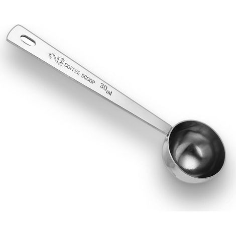 Coffee Measuring Spoon, 30 ml Long Handle Coffee Measuring Spoon, Measuring Spoon, Stainless Steel Round Spoons for Ground Coffee, Espresso, Tea, Sugar and Milk Powder (1/5)