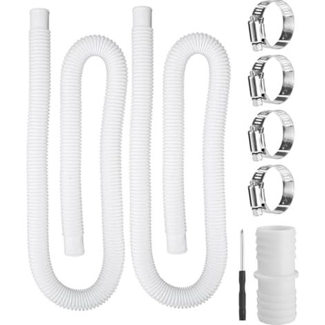 2Pcs Tuyau Piscine 32mm, 150cm Tuyau de Rechange avec 4 clips de fixation et 1 raccord, pour Piscine et Pompe de Filtration (1/5)
