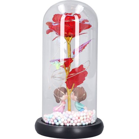 Rose artificielle lumineuse de Noël, cadeau LED, décoration romantique pour la maison, cloche en verre pour la Saint-Valentin (1/5)