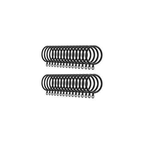 Lot de 60 anneaux de rideau en métal noir, pour tringle de 38 mm, robustes et pratiques pour fenêtres et rideaux
