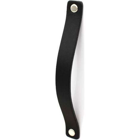 Maniglia per mobili 16 cm, pelle, nero, Black Tree, maniglie per mobili + viti (1/3)