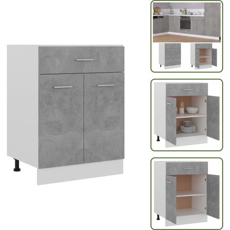 Armadio con cassetto - vidaXL Armadio Inferiore Cassetto Grigio Cemento 60x46x81,5Multistrato - Armadio con ripiani