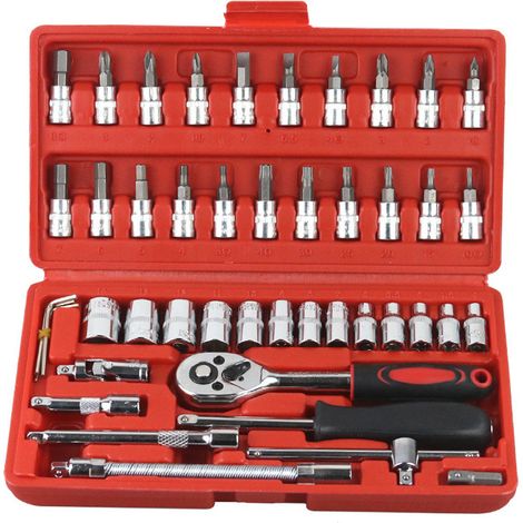 Steckschlüssel-Set mit rotierenden Bits, 24-Zahn-Ratschenschlüssel und Pleuelstange für die Autoreparatur (1/5)