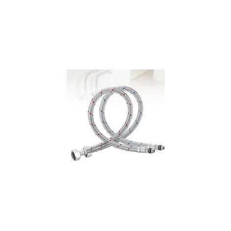 Lot de 2 rallonges de raccordement d'eau - Tuyau flexible 3/8 - 60 cm - En acier inoxydable - Pour cuisine et salle de bain (1/5)