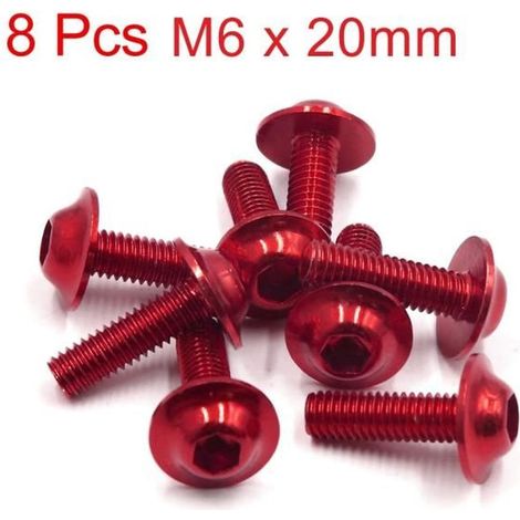 15 pièces Boulons M6 x 20 mm, tête Allen en alliage d'aluminium rouge, écrous antirouille pour plaques d'immatriculation moto (1/4)