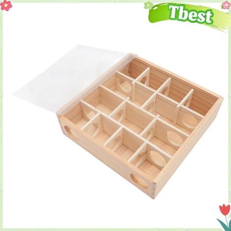 Labyrinthe tunnel pour hamsters en bois, cachette interactive pour hamsters avec couvercle en verre transparent pour hamsters, (1/4)