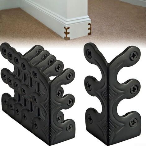 Set mit 6 Eckenschützern für Eisensockelleisten - Vintage-Metalleckenschutz (schwarz) (1/5)