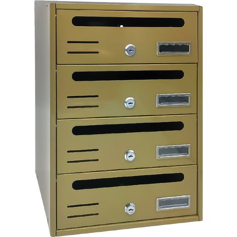 Cassetta Postale Condominiale 4 Posti Bronzo in Acciaio Zincato cm 30,2x17,5xH42,5 Kasart (1/2)