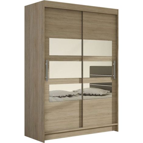 Armario Closico Pacron V, Roble Sonoma, 200x120x58cm, Puertas de armario: Correderas, Número de estantes: 5