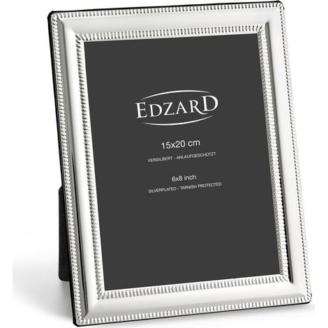Cadre photo argenté 15 x 20 cm avec bordure perlée et protection anti-ternissement - PANGIVO (1/2)