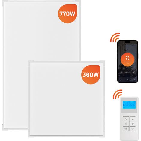 Randaco Radiatore a infrarossi - app Wi-Fi - per 10 m² - 60 x 60 cm - 360 W - Riscaldamento a soffitto (1/2)