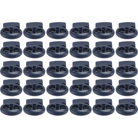 30 Stück Metall-Kordelstopper mit Doppellochfeder, Schieber für Kordelzüge, Schnürsenkel, Rucksäcke und Taschen, Dunkelblau (1/5)