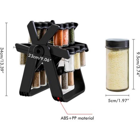 Étagère à épices rotative avec 18 flacons, idéale pour le comptoir de cuisine. (1/5)