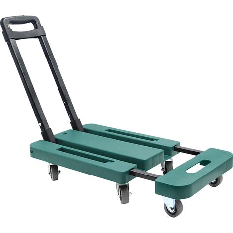 Chariot pliant portable mini remorque, diable à plateforme, chariot de transport robuste, version améliorée roues caoutchouc 5 cm, vert, usage lourd bagages et marchandises (1/5)