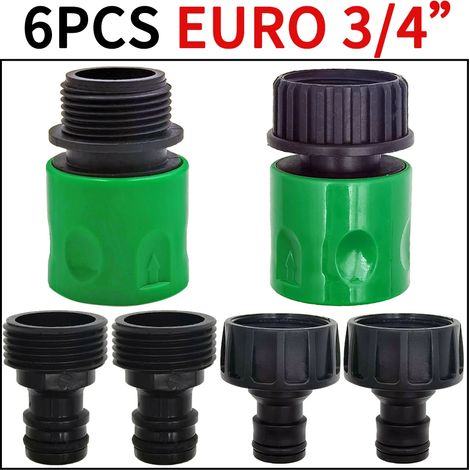 (Pour EURO (6 pièces)) Raccord rapide 3/4'' à embout cannelé EURO pour tuyau d'arrosage PE 16 mm ou 20 mm, système d'irrigation goutte à goutte pour jardin (1/5)