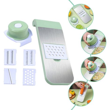1 Set Kitchen Vegetable Spiralizer Cutter, Manual Vegetable Potato Slicer, Stainless Household Food Cutting Machine, 4 Interchangeable Stainless Steel Sharp Blades (1/4)
