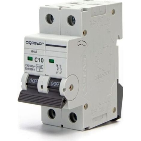2P Fused Automatic Line Circuit Breaker, 10A, 6kA, 74.5mm x 35.5mm x 81mm, White (1/4)