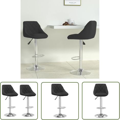 Lot de 2 Tabourets de bar Style Contemporain Chaises de bar Noir Velours 28604 (1/5)