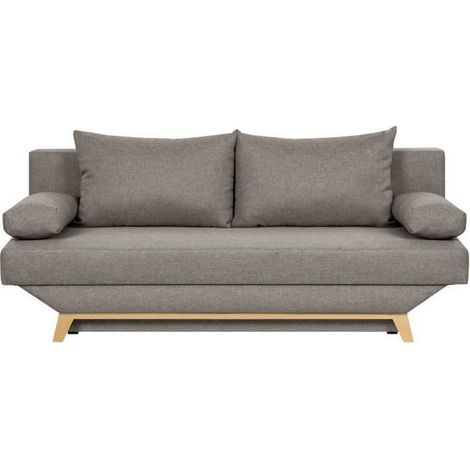Les Tendances – Canapé convertible 3 places taupe avec coffre de rangement – Dimensions L187 x P91 x H82 cm – Couchage 141 x 187 cm (1/8)