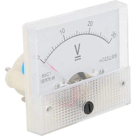 Voltmètre à panneau DC 0-30V, indicateur de tension 85C1, mesureur de volt précis, instrument de mesure pour tableau, aiguille analogique, 85C1, 0-30V CC. (1/5)
