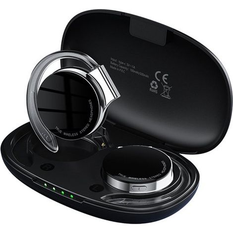 Cuffie on-ear Bluetooth 5.4, wireless open ear con cancellazione del rumore, auricolare sportivo con clip, 4 microfoni, gancio per l'orecchio, nere (1/3)
