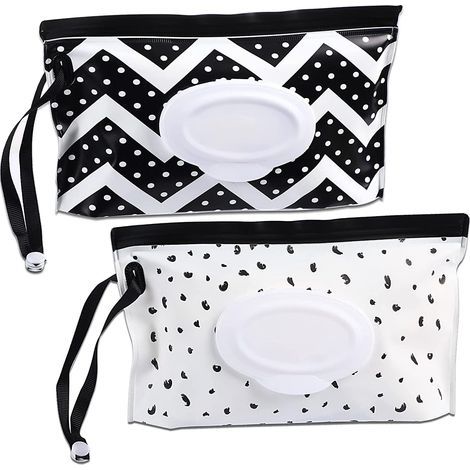 2pcs Sacs de Lingettes Humides pour Bébés Boîtes à Lingettes Humides avec Couvercle Distributeur Portable de Poche pour Lingettes Boîte de Mouchoirs Réutilisable Conteneur de Lingettes Humides (1/5)